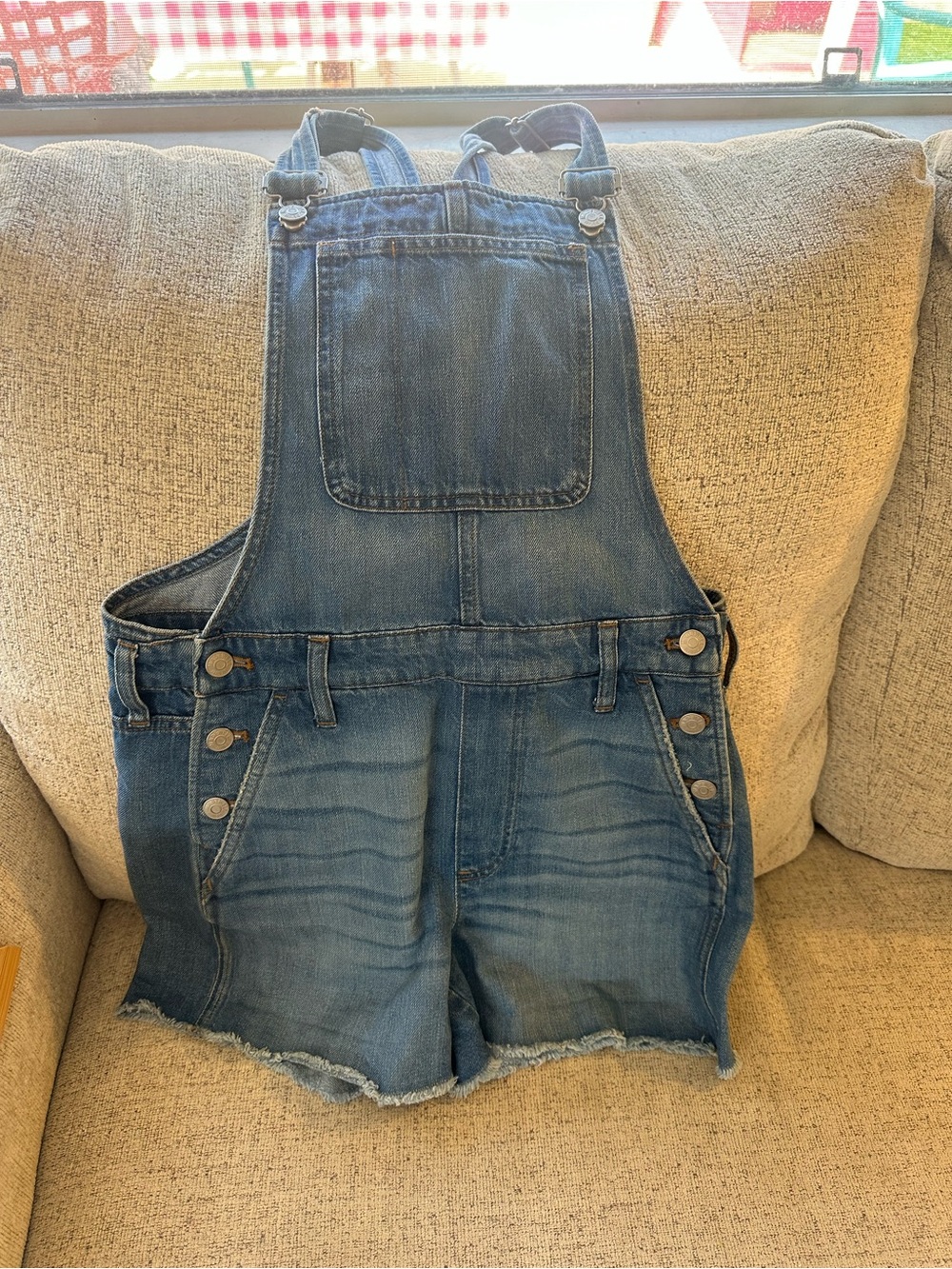 Madewell Blue Denim Short Overalls